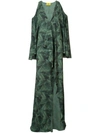BAJA EAST BANANA LEAF PRINT COLD SHOULDER DRESS,DG2112072096