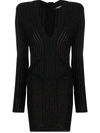 Balmain Woman Mini Dress Black Size 8 Viscose, Polyester In Black