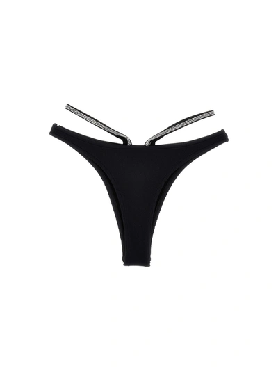 Heron Preston Women's Glitter Tape Microfiber Bikini Bottom In Black