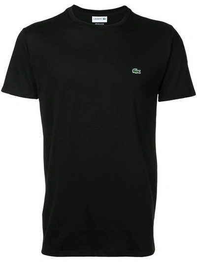 Lacoste Logo-embroidered Crew-neck T-shirt In Black