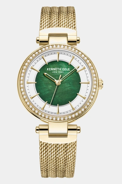 Kenneth Cole Transparency Mother-of-pearl Dial Mesh Strap Watch, 34mm In Gold