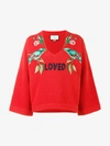GUCCI GUCCI LOVED BIRD EMBROIDERED TOP,467710X5S1712077213