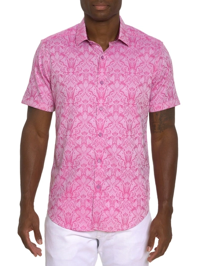 Robert Graham Highland Short Sleeve Button Down Shirt In Pink