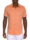 Robert Graham Highland Short Sleeve Button Down Shirt In Orange