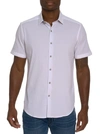 Robert Graham Shark Bite Short Sleeve Button Down Shirt In White