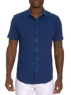 Robert Graham Shark Bite Short Sleeve Button Down Shirt In Navy