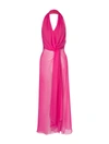 Alberta Ferretti Silk Chiffon Top With Drapes In Pink & Purple