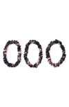 Blissy 3-pack Skinny Silk Scrunchies In Rose Black Marble