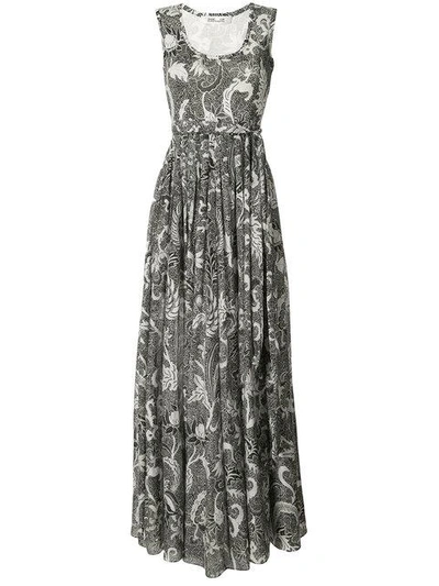Diane Von Furstenberg Floral-print Cotton-silk Sleeveless Maxi Dress, Black In Serret Black
