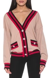 Alexia Admor Frances Stripe Trim Cardigan In Camel