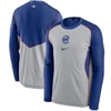 NIKE NIKE GRAY/ROYAL CHICAGO CUBS AUTHENTIC COLLECTION GAME PERFORMANCE PULLOVER SWEATSHIRT