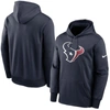 NIKE NIKE NAVY HOUSTON TEXANS FAN GEAR PRIMARY LOGO THERMA PERFORMANCE PULLOVER HOODIE