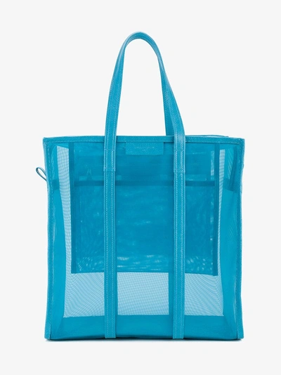Balenciaga Medium Blue Mesh Bazar Shopper Bag
