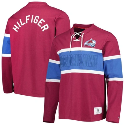 Tommy Hilfiger Burgundy Colorado Avalanche Walter Lace-up Long Sleeve Top