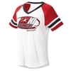 G-III 4HER BY CARL BANKS G-III 4HER BY CARL BANKS WHITE/RED 23XI RACING CIRCUS CATCH V-NECK T-SHIRT