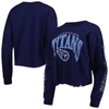 47 '47 NAVY TENNESSEE TITANS SKYLER PARKWAY CROPPED LONG SLEEVE T-SHIRT