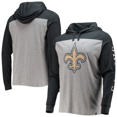 47 ' Heathered Grey/black New Orleans Saints Franklin Wooster Long Sleeve Hoodie T-shirt In Heather Grey