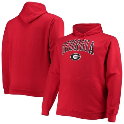 Champion Men's  Red Georgia Bulldogs Big And Tall Arch Over Logo Powerblend Pullover Hoodie