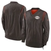 NIKE NIKE BROWN CLEVELAND BROWNS SIDELINE TEAM ID REVERSIBLE PULLOVER WINDSHIRT