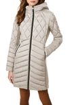 BERNARDO MIXED MEDIA WATER RESISANT QUILTED PUFFER JACKET