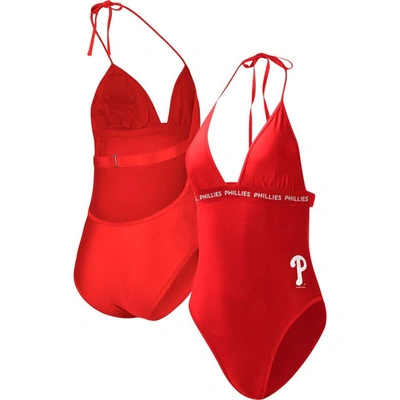 G-iii 4her By Carl Banks Red Philadelphia Phillies Full Count One-piece Swimsuit