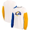 FANATICS FANATICS BRANDED WHITE LOS ANGELES RAMS COLORBLOCK PRIMARY LOGO PULLOVER SWEATSHIRT