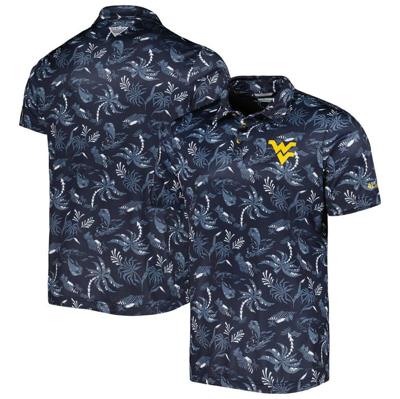 Columbia Navy West Virginia Mountaineers Super Terminal Tackle Omni-shade Polo