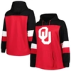 Profile Crimson Oklahoma Sooners Plus Size Color-block Pullover Hoodie In Crimson