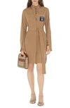 BURBERRY SOFIA EQUESTRIAN KNIGHT BELTED LONG SLEEVE COTTON SHIRTDRESS