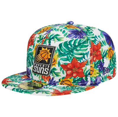New Era Phoenix Suns Tropical Hibiscus 59fifty Fitted Hat In White