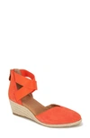 Gentle Souls By Kenneth Cole Orya Espadrille Wedge Sandal In Bright Coral Suede