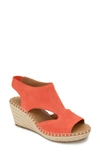Gentle Souls By Kenneth Cole Cody Espadrille Wedge Sandal In Bright Coral Suede