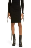 OFF-WHITE VANISE SIDE LACE-UP RIB KNIT SKIRT
