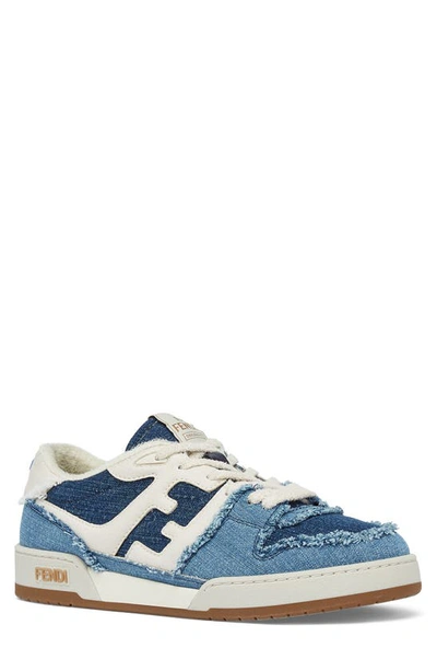 Fendi Match Patchwork Denim Sneakers In Blue