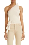 Jacquemus One-shoulder Knitted Top In Neutral