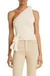 Jacquemus One-shoulder Knitted Top In Ivory