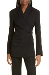 Jacquemus Tibau Asymmetric Double-breasted Grain De Poudre Wool Blazer In 990 Black