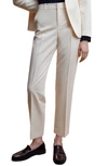 Mango Pleated Straight Leg Suit Pants In Ecru