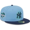 NEW ERA NEW ERA LIGHT BLUE/NAVY NEW YORK YANKEES GREEN UNDERVISOR 59FIFTY FITTED HAT