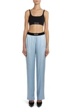 Tom Ford Velvet Logo-banded Silk Pj Pants In Pale Blue