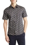 Ted Baker Pearse Short Sleeve Circle Geometric Print Shirt In Navy