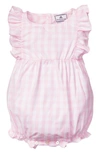 Petite Plume Unisex Pink Gingham Ruffled Romper - Baby In Pink