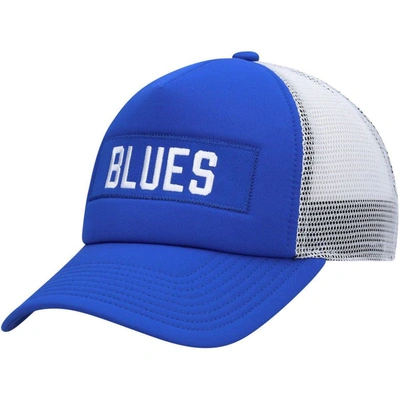 ADIDAS ORIGINALS ADIDAS BLUE/WHITE ST. LOUIS BLUES TEAM PLATE TRUCKER SNAPBACK HAT
