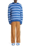 Marni Mohair Blend Crewneck Knit Sweater In Mazarine Blue