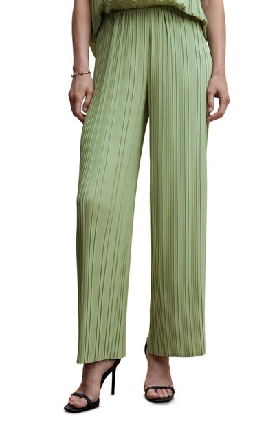 Mango Pleated Wide Leg Pants In Green
