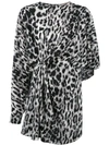 Saint Laurent Leopard Print Dress In Black