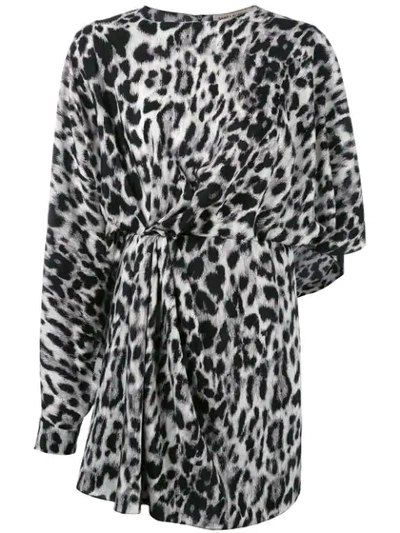 Saint Laurent Leopard Print Dress In Black