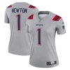 NIKE NIKE CAM NEWTON GRAY NEW ENGLAND PATRIOTS INVERTED LEGEND JERSEY