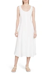 Vince Paneled Stretch Cotton Dress In Beige