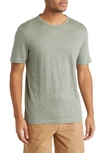 Hugo Boss Tiburt Slub Linen T-shirt In Green